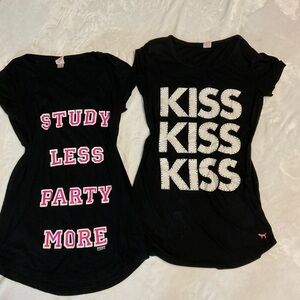 Two Black Vintage PINK Sleeping shirts